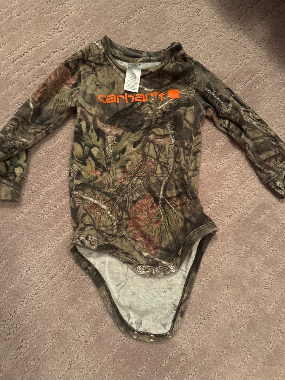 Carhartt Kids Camouflage Long-Sleeve One-Piece Bodysuit - Green, Brown